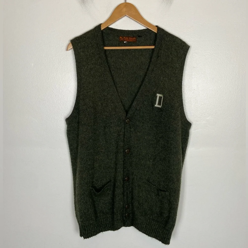 Arte Meche Baby Alpaca Women's Vest Sweater Size XL Green Preppy Accademia‎ Peru